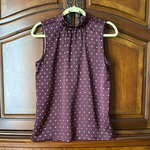 Ann Taylor Sleeveless Burgundy Top with Pattern